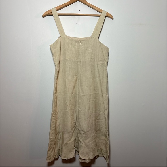 Serenade Linen Blend Beaded Midi Dress Beige Neutral Boho Sleeveless Size M - Picture 5 of 8